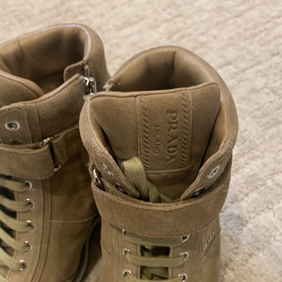 Prada ( Authentic ) suede wedge lace up sneaker - Picture 3 of 7